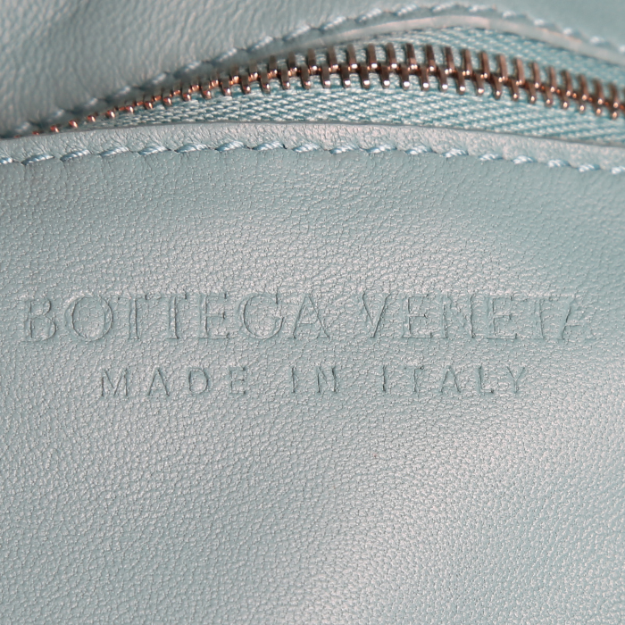 Borsa a tracolla Bottega Veneta Padded Cassette in pelle intrecciata blu - Detail D3