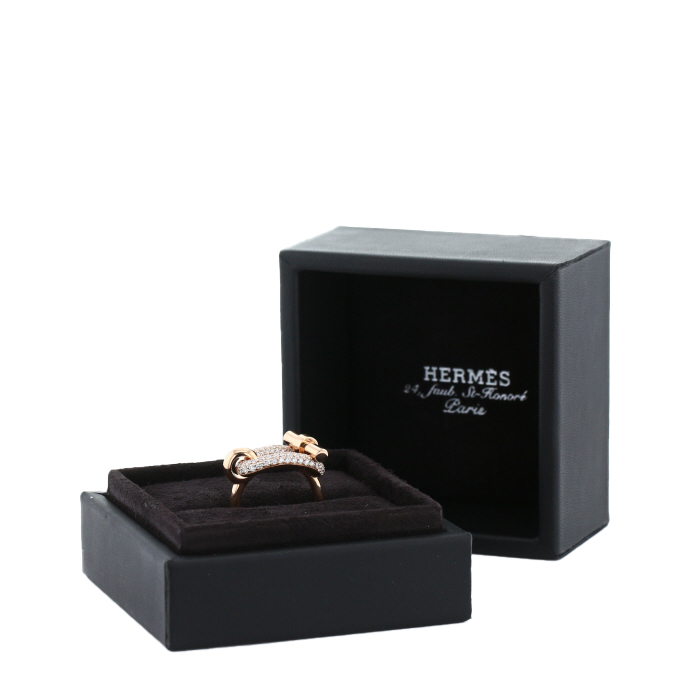 Anello Hermès Adage in oro rosa e diamanti - Detail D2