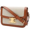 Celine  Triomphe shoulder bag  in gold leather  and beige canvas - 00pp thumbnail