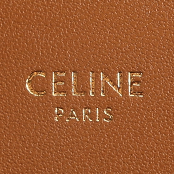 Borsa a tracolla Celine  Triomphe in pelle gold e tela beige - Detail D4