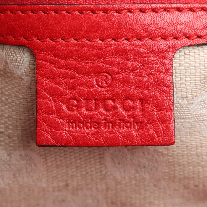 Gucci  Bamboo shopping bag  in red leather  and bamboo - Detail D4