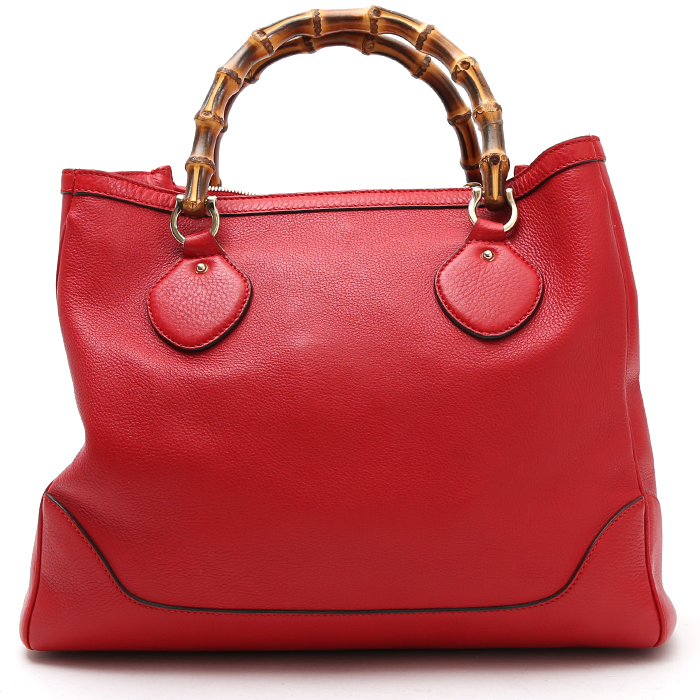 Gucci  Bamboo shopping bag  in red leather  and bamboo - Detail D8