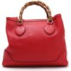 Shopping bag Gucci  Bamboo in pelle rossa e bambù - Detail D8 thumbnail