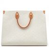 Louis Vuitton  Onthego large model  shopping bag  in beige monogram canvas  and natural leather - Detail D8 thumbnail