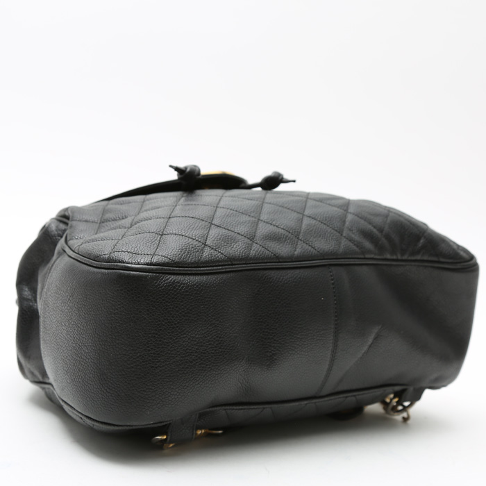 Mochila Chanel  Vintage en cuero granulado negro - Detail D5