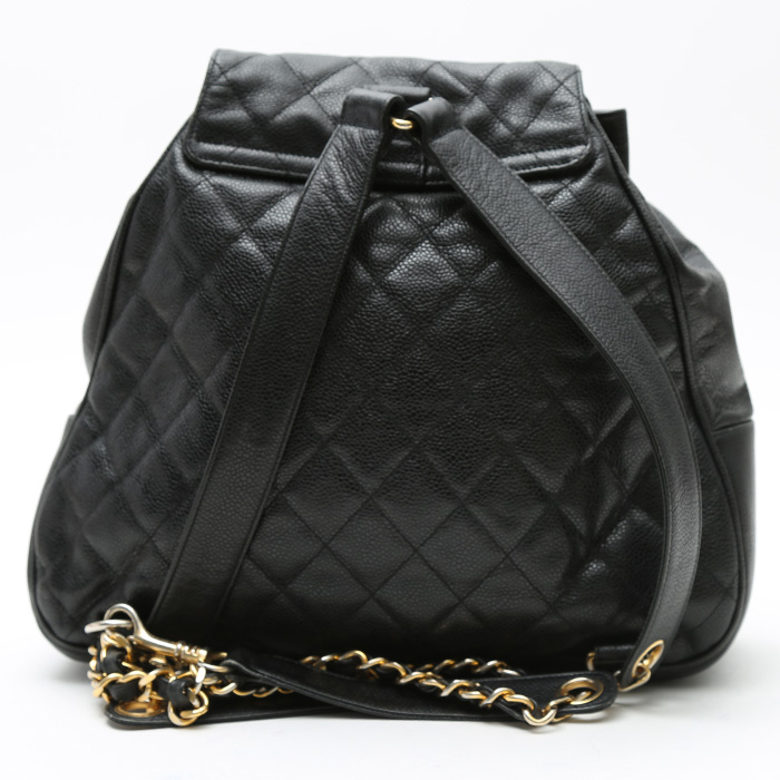 Chanel  Vintage backpack  in black grained leather - Detail D8