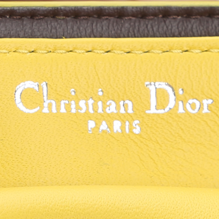 Dior Diorever handbag in yellow foal and yellow leather - Detail D4