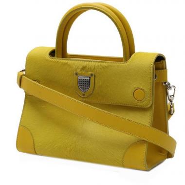 Bolso de mano Dior  Diorever en piel de potro amarilla y cuero amarillo