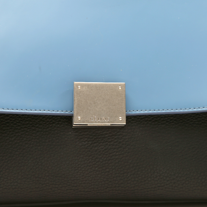 Borsa Celine  Trapeze modello piccolo  in pelle tricolore, blu nera e beige - Detail D1