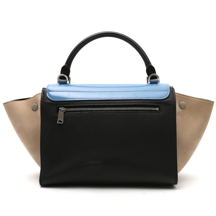 Borsa Celine  Trapeze modello piccolo  in pelle tricolore, blu nera e beige - Detail D8