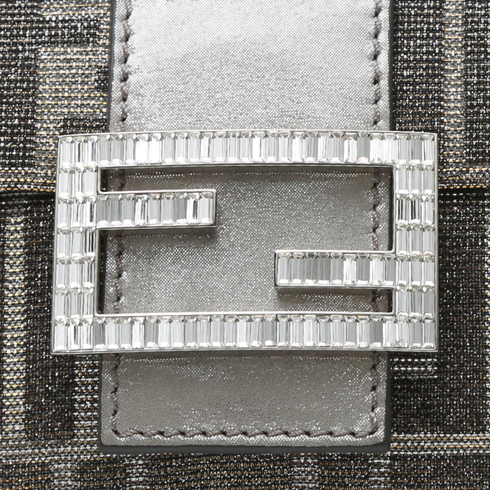 Fendi  Mini Baguette handbag  in silver logo canvas - Detail D1