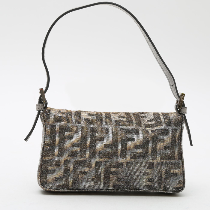 Borsa Fendi  Mini Baguette in tela siglata argentata - Detail D7