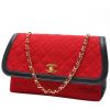 Chanel  Vintage handbag  in red canvas  and black leather - 00pp thumbnail