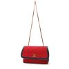 Chanel  Vintage handbag  in red canvas  and black leather - Detail D2 thumbnail