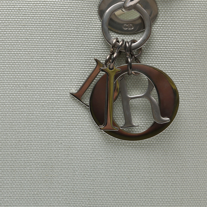 Dior  Lady Dior handbag  in green canvas  and green crocodile - Detail D1