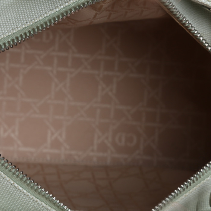 Dior  Lady Dior handbag  in green canvas  and green crocodile - Detail D3