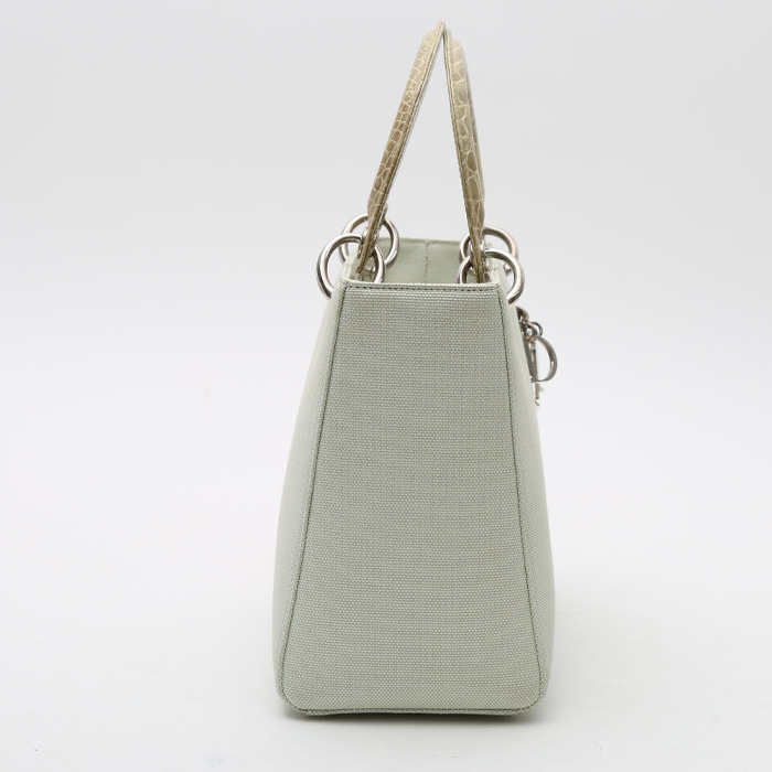 Borsa Dior  Lady Dior in tela verde e coccodrillo verde - Detail D6