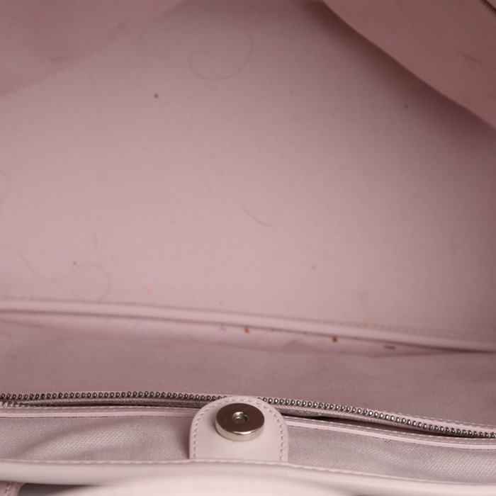 Dior  Shopping shopping bag  in pink canvas  and pink leather - Detail D2