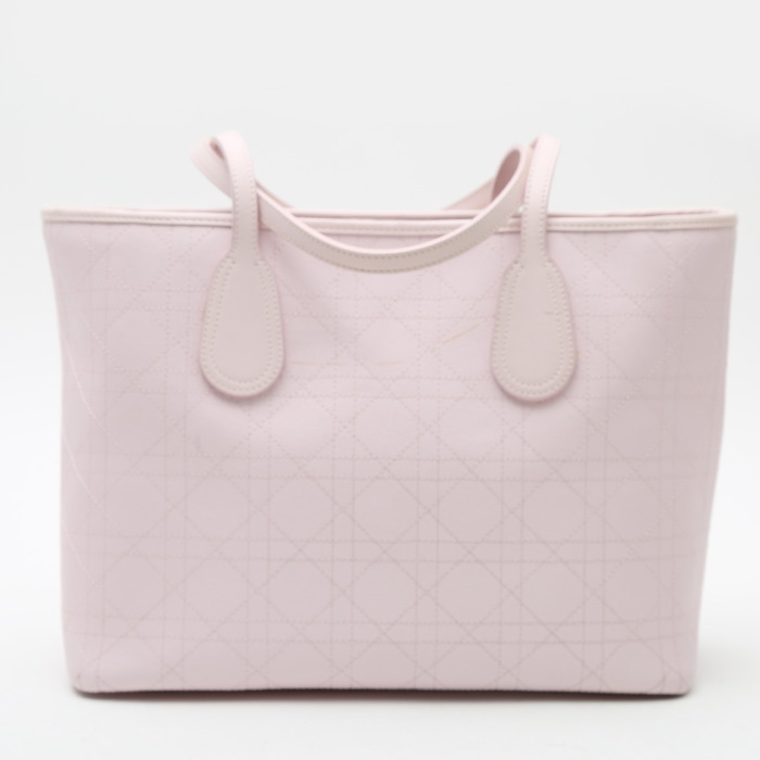 Dior  Shopping shopping bag  in pink canvas  and pink leather - Detail D7