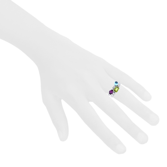 Articulated Bulgari Allegra medium model ring in white gold, diamonds and colored stones - Detail D1