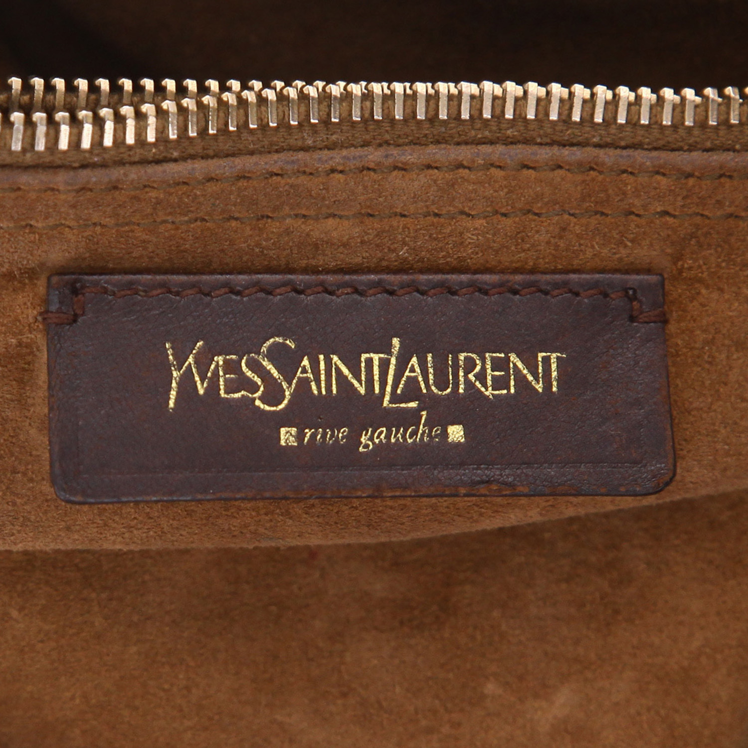 Bolso de mano Saint Laurent  Muse Two modelo mediano  en cuero marrón y ante marrón - Detail D2