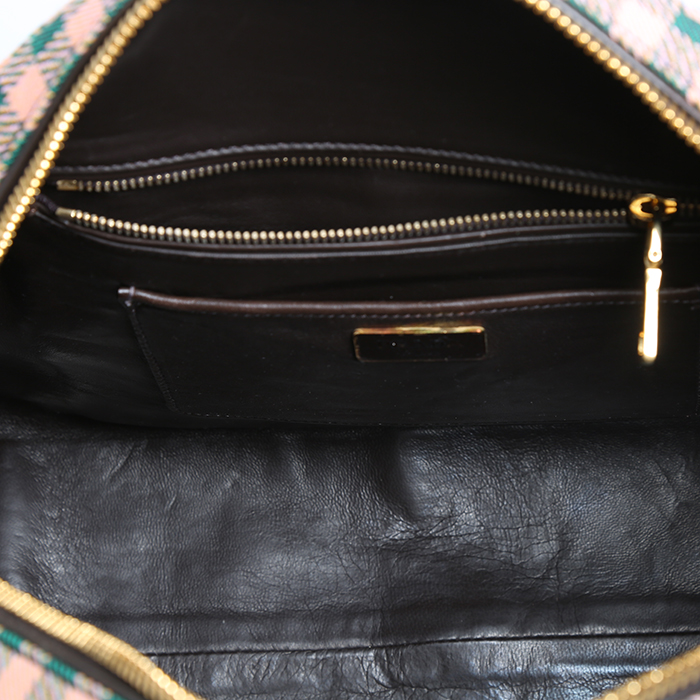 Prada handbag in green and pink bicolor printed canvas - Detail D2