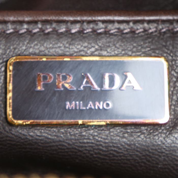 Prada handbag in green and pink bicolor printed canvas - Detail D3