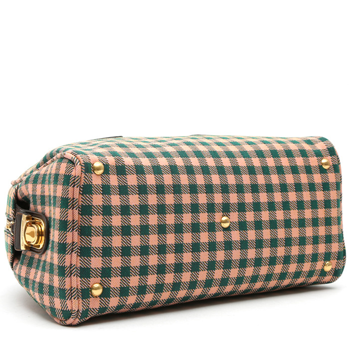 Prada handbag in green and pink bicolor printed canvas - Detail D4