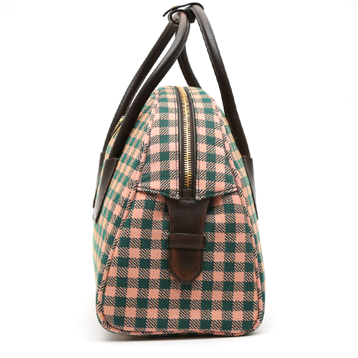 Prada handbag in green and pink bicolor printed canvas - Detail D5