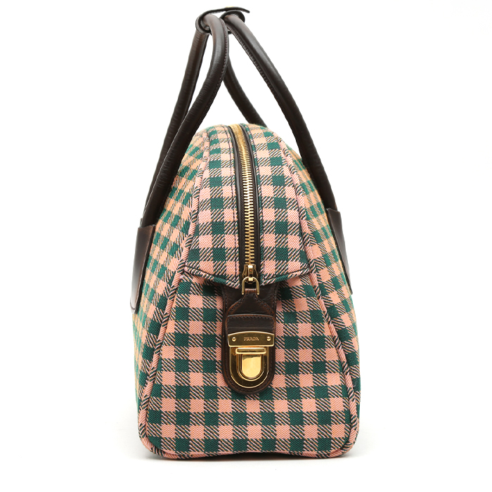 Prada handbag in green and pink bicolor printed canvas - Detail D6