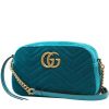 Bolso bandolera Gucci  GG Marmont Camera en terciopelo acolchado azul - 00pp thumbnail