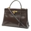 Hermès  Kelly 32 cm handbag  in chocolate brown box leather - 00pp thumbnail