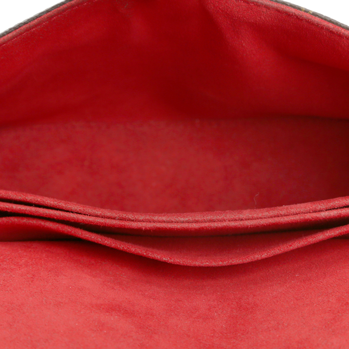 Borsa Louis Vuitton  Saint Michel in tela monogram marrone e pelle Epi rossa - Detail D3