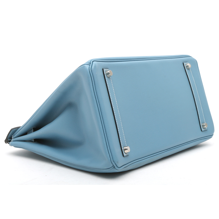 Bolso de mano Hermès  Birkin 35 cm en cuero epsom azul - Detail D4