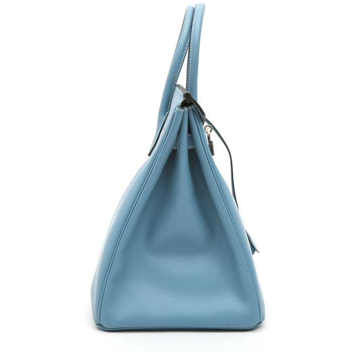 Hermès  Birkin 35 cm handbag  in blue jean epsom leather - Detail D6