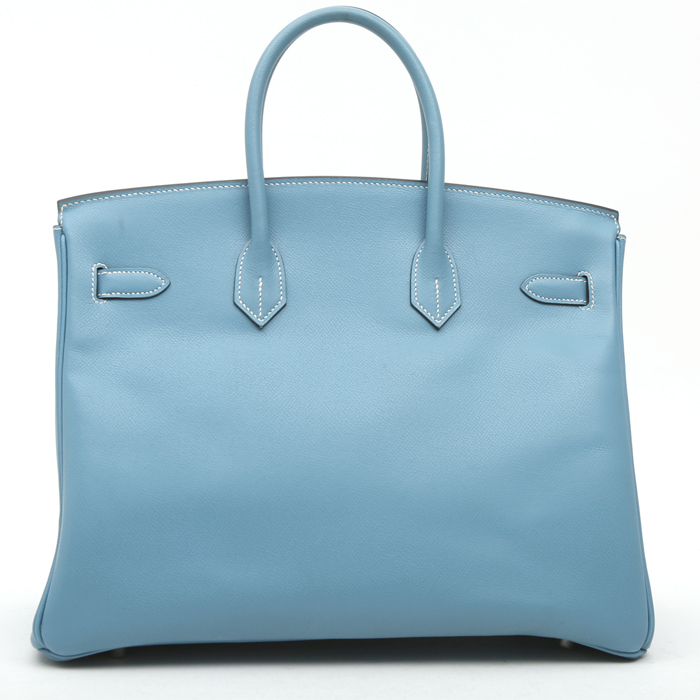 Hermès  Birkin 35 cm handbag  in blue jean epsom leather - Detail D7