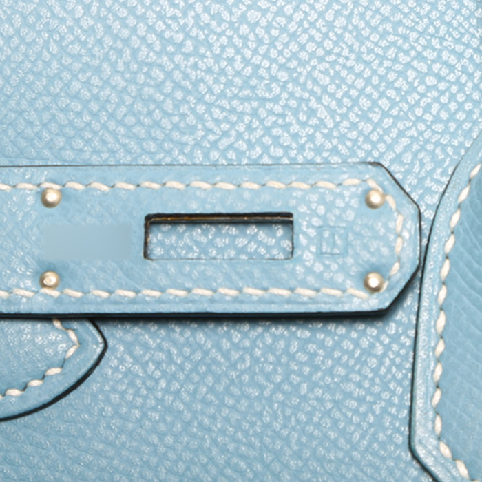 Bolso de mano Hermès  Birkin 35 cm en cuero epsom azul - Detail D8