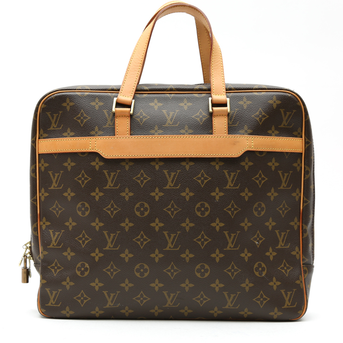 Porta-documentos Louis Vuitton  Pegase en lona Monogram marrón y cuero natural - Detail D8