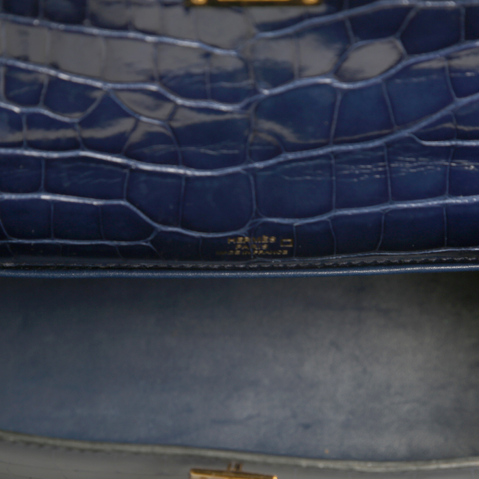 Pochette Hermès  Kelly - Clutch in alligatore blu Zaffiro - Detail D3