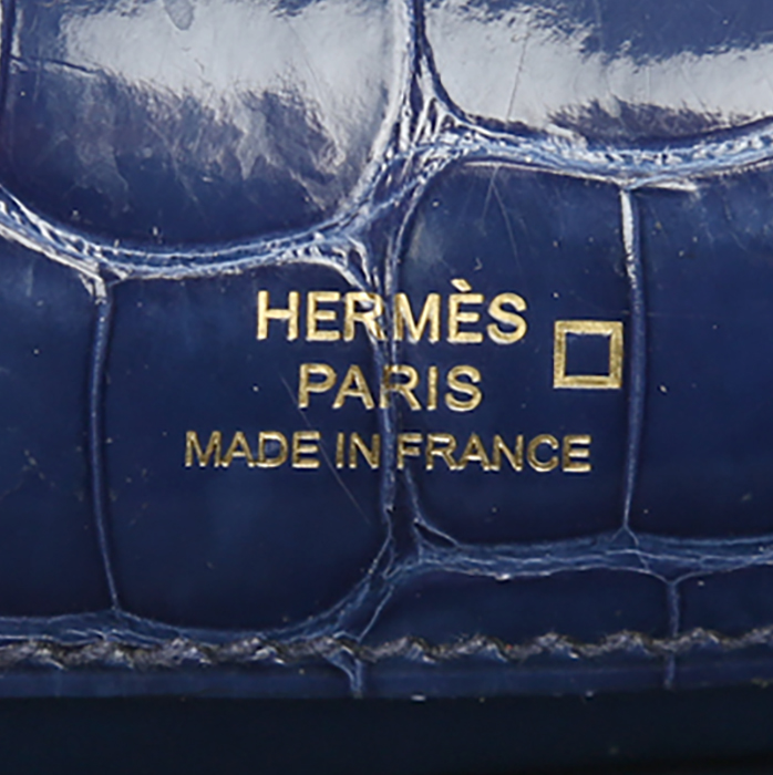 Pochette Hermès  Kelly - Clutch in alligatore blu Zaffiro - Detail D4