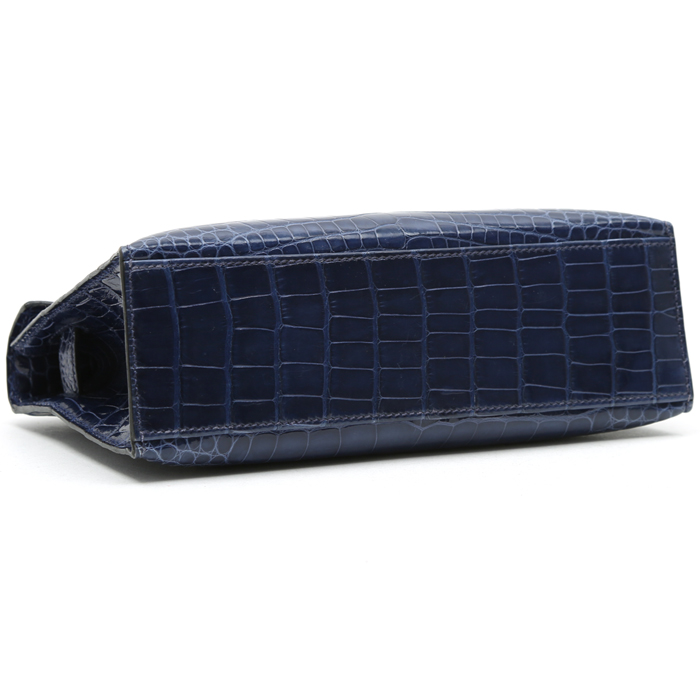 Bolsito de mano Hermès  Kelly - Clutch en aligátor azul Zafiro - Detail D5