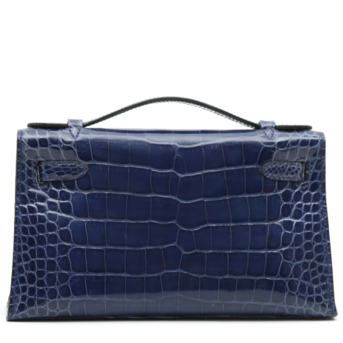 Pochette Hermès  Kelly - Clutch en alligator Bleu Saphir - Detail D8