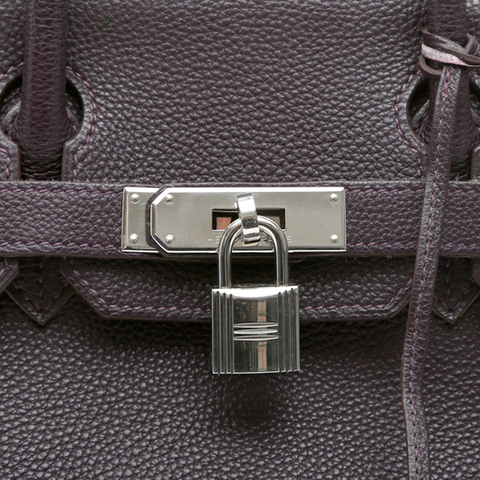 Sac à main Hermès  Birkin 30 cm en cuir togo violet Raisin - Detail D1