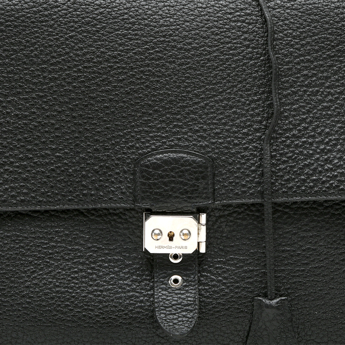 Porte-documents Hermès  Sac à dépêches en cuir de buffle noir - Detail D1