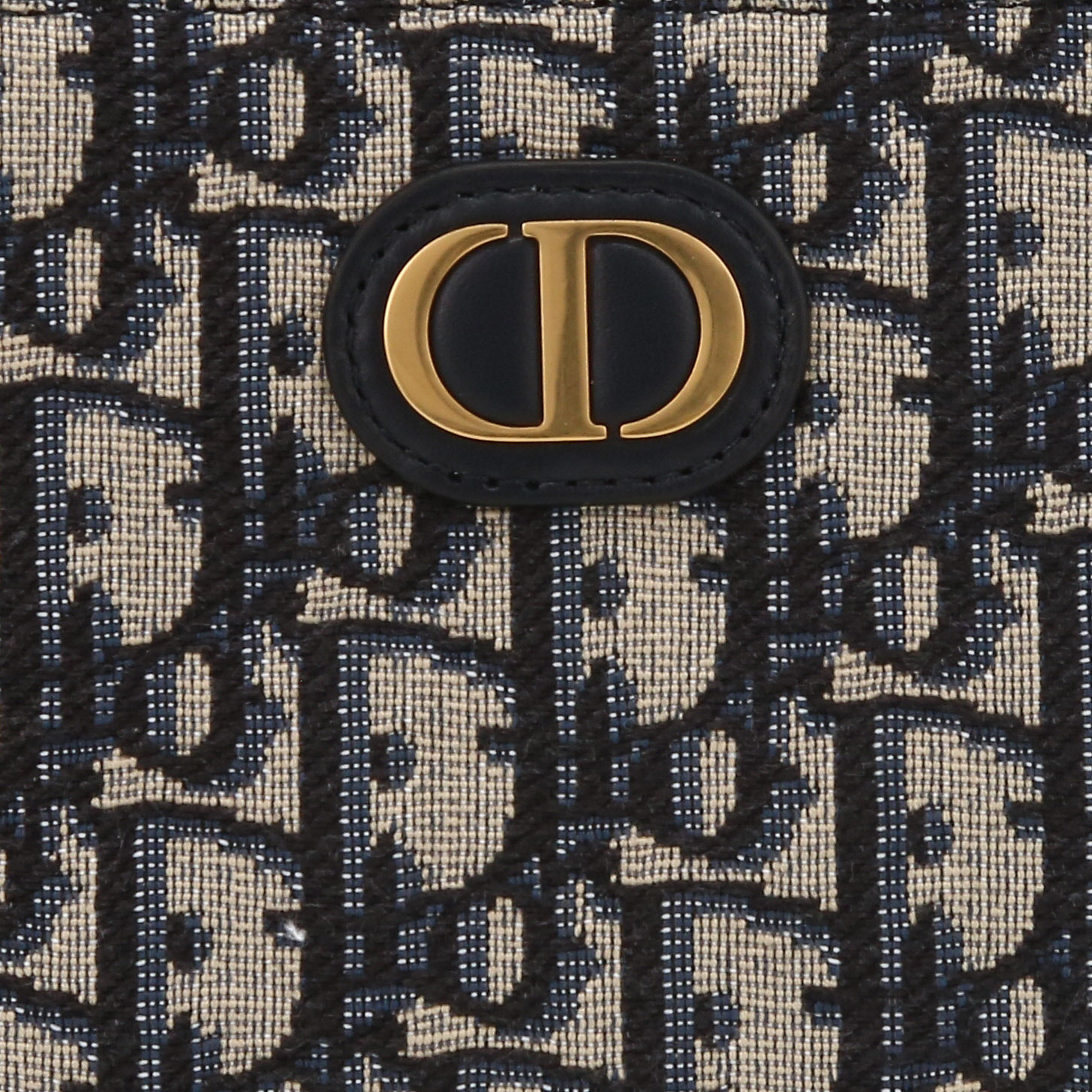 Dior Box 30 Montaigne handbag in navy blue monogram canvas Oblique and navy blue leather - Detail D1