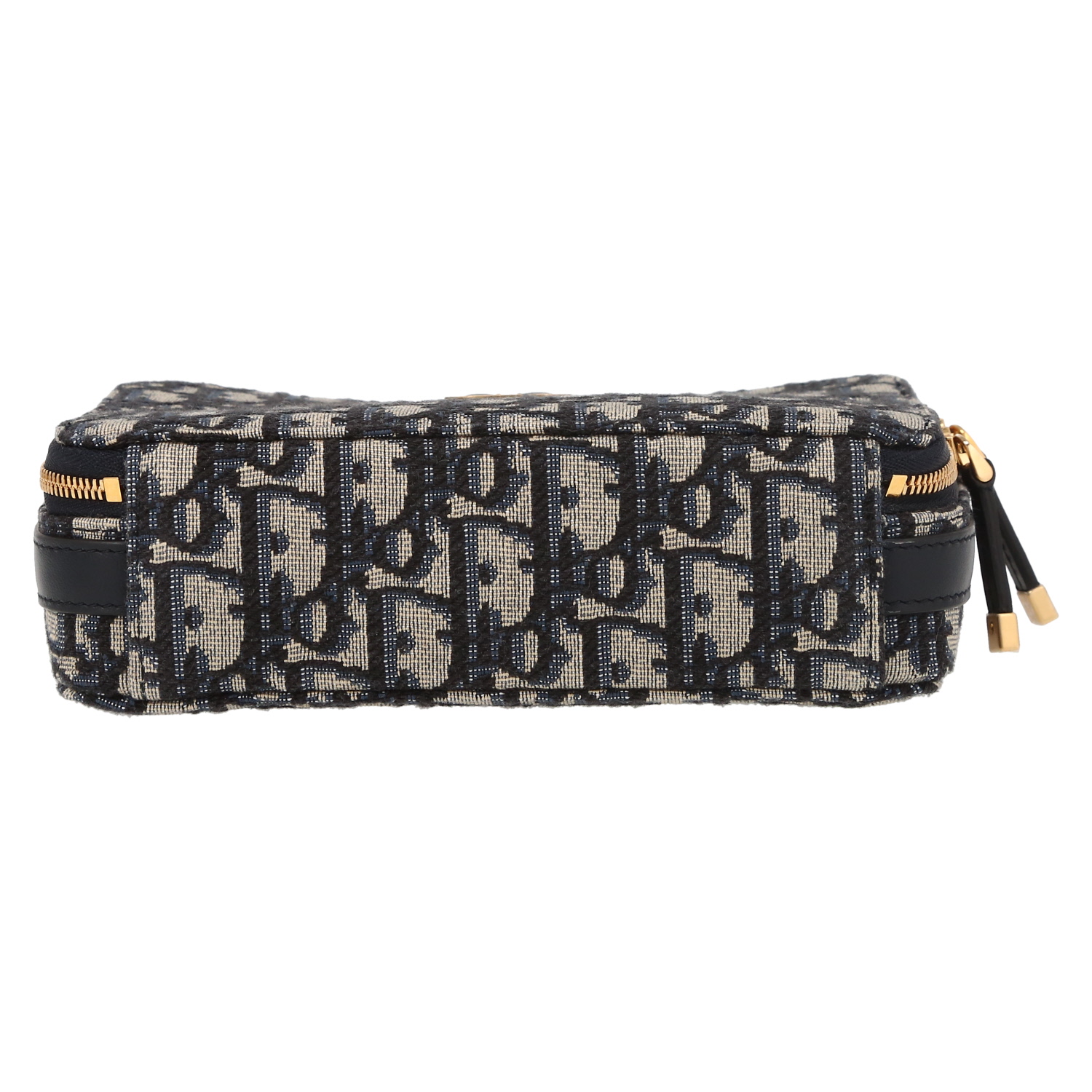 Sac à main Dior  Box 30 Montaigne en toile monogram Oblique bleu-marine et cuir bleu-marine - Detail D4