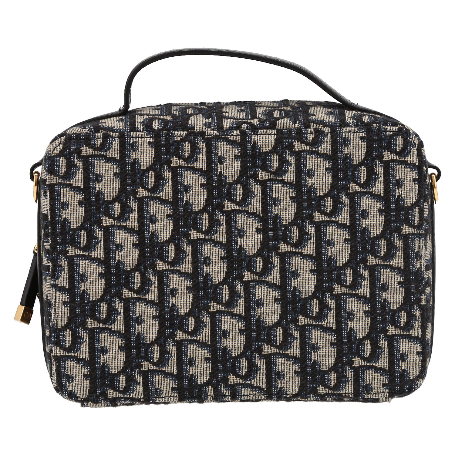Dior Box 30 Montaigne handbag in navy blue monogram canvas Oblique and navy blue leather - Detail D7