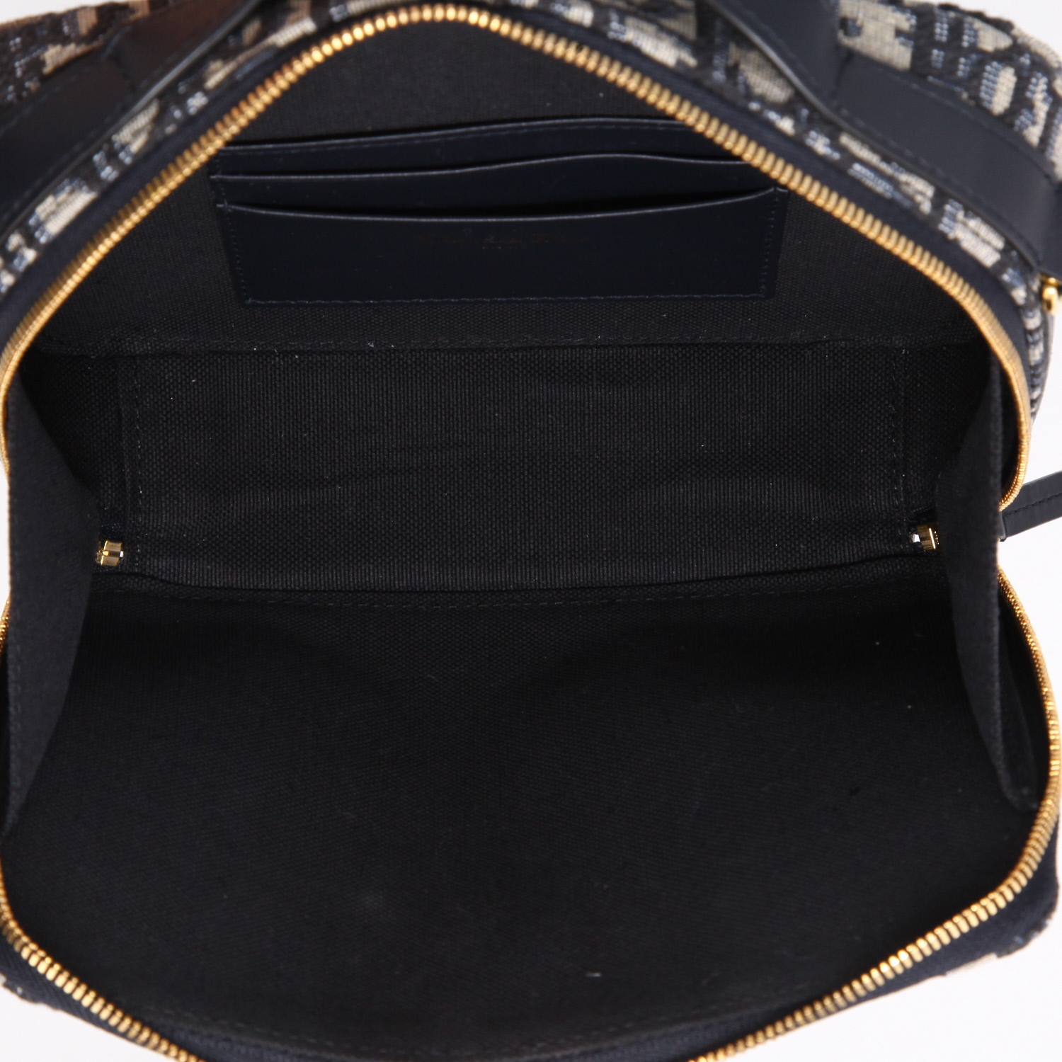 Dior Box 30 Montaigne handbag in navy blue monogram canvas Oblique and navy blue leather - Detail D8