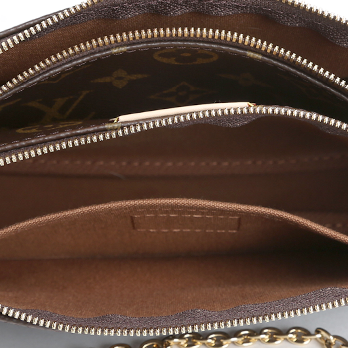 Borsa/pochette Louis Vuitton  Multi-Pochette Accessoires in tela monogram marrone e pelle naturale - Detail D3