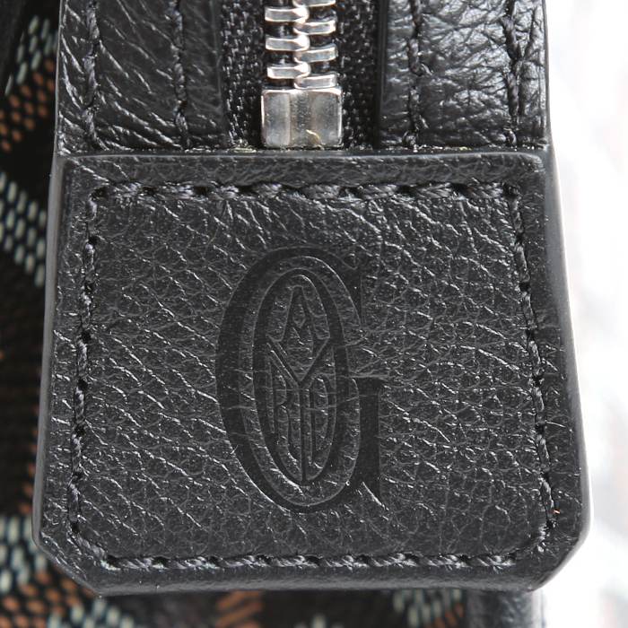 Goyard Jouvence pouch in black Goyard canvas and black leather - Detail D4